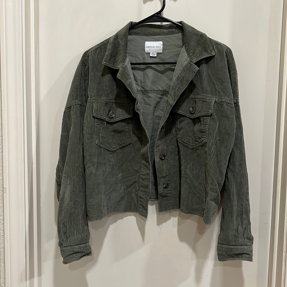 American Eagle Green Corduroy Top